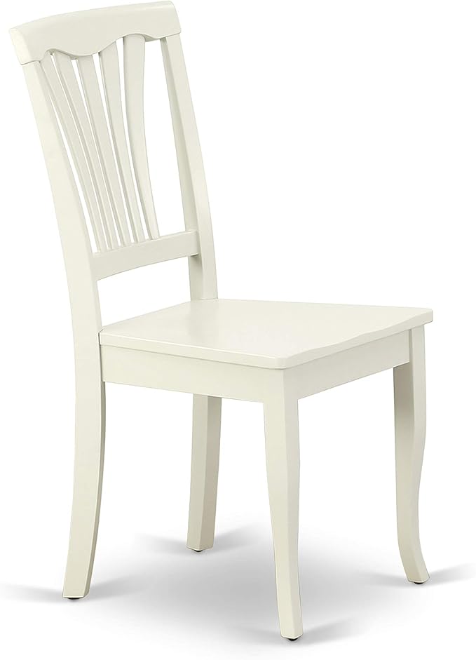East West Furniture DLAV5-LWH-W 5 Piece Dining Set Includes a Round Dining Room Table with Dropleaf and 4 Wood Seat Chairs, 42x42 Inch, Linen White