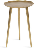 Kate and Laurel Alessia Modern Round Metal Side Table; 15 x 15 x 22; Gold; Decorative Glam Cast Aluminum End Table with Deckled Edge for Bedroom Nightstand or Living Room Accent