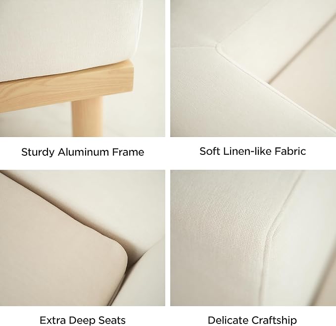 Acanva Minimalist Modular Sectional Sofa for Living Room, Wide & Deep Seat Convertible Furniture Set with Metal Frame and Movable Covers, Loveseat, Off White