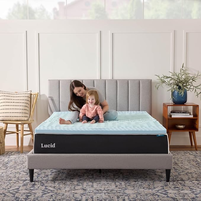 LUCID Gel Infused Memory Foam Mattress Topper – 2 Inch Mattress Topper – 5 Comfort Zones Relieve Pressure – CertiPUR-US Certified Foam - Twin