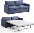 Queen Pull Out Sofa Bed, 2-in-1 Convertible Sleeper Sofa Couch with Memory Foam Mattress – Space-Saving Sofa Bed Queen for Living Room & Guest Room, Navy Blue