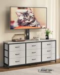 TV Stand with Mount for 32/55/65/75/85 inch TVs, Entertainment Center with 9 Fabric Drawers Dresser Storage, Height Adjustable Media Console