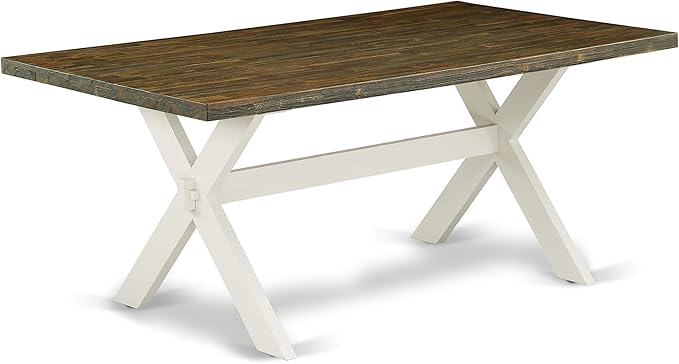East West Furniture X077CE215-5 5 Piece Dining Table Set for 4 Includes a Rectangle Kitchen Table with X-Legs and 4 Baby Blue Linen Fabric Parson Dining Chairs, 40x72 Inch, Multi-Color