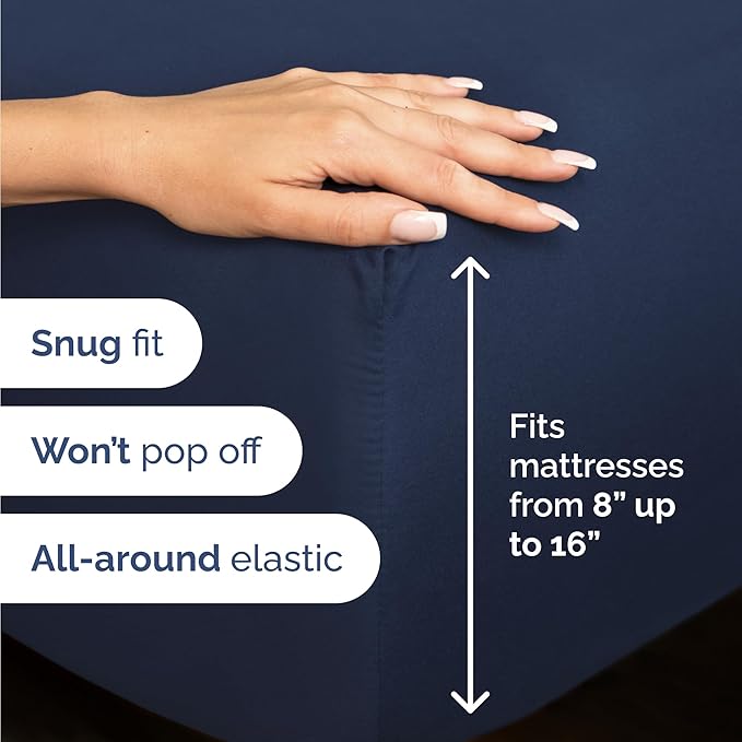 Twin Size 3 Piece Sheet Set - Comfy Breathable & Cooling Bed Sheets Set - Hotel Luxury Bedding for Women, Men, Kids, Teens, Boys & Girls - Deep Pockets, Ultra-Soft, Wrinkle Free - Oeko-Tex - Navy Blue