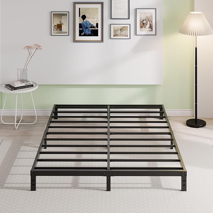 EMODA 10 Inch King Bed Frame No Box Spring Needed, Heavy Duty Metal Platform with Steel Slats, Noise Free, Easy Assembly, Black