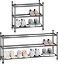 STORAGE MANIAC Expandable Shoe Rack, 12 Pairs Stackable Small Shoe Rack, Metal Adjustable Shoes Organizer for Closet, Entryway, Hallway, Garage, Front Door, Shoes Shelves, Black 3 Tier