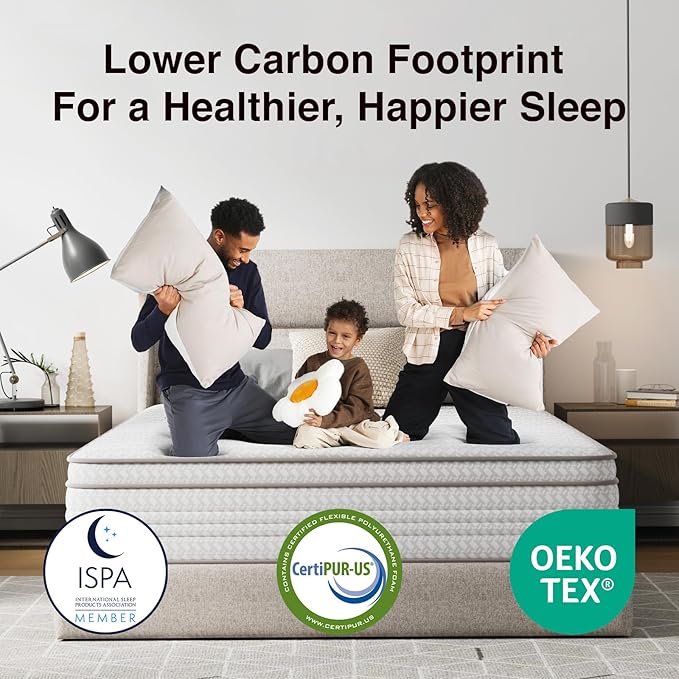 Novilla King Size Mattress, 12 Inch King Mattresses in a Box with Smarts™ Pocket Coil for Pressure Relief, Medium Firm Foam and Spring Hybrid Colchones with CertiPUR-US Certified