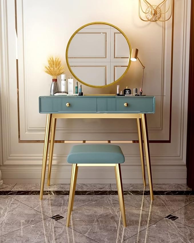 Growsun 15.7'' Retro Gold Round Mirror Circle Wall Mirror for Bathroom Vanity, Entryway Living Room with Metal Frame for Home Decor