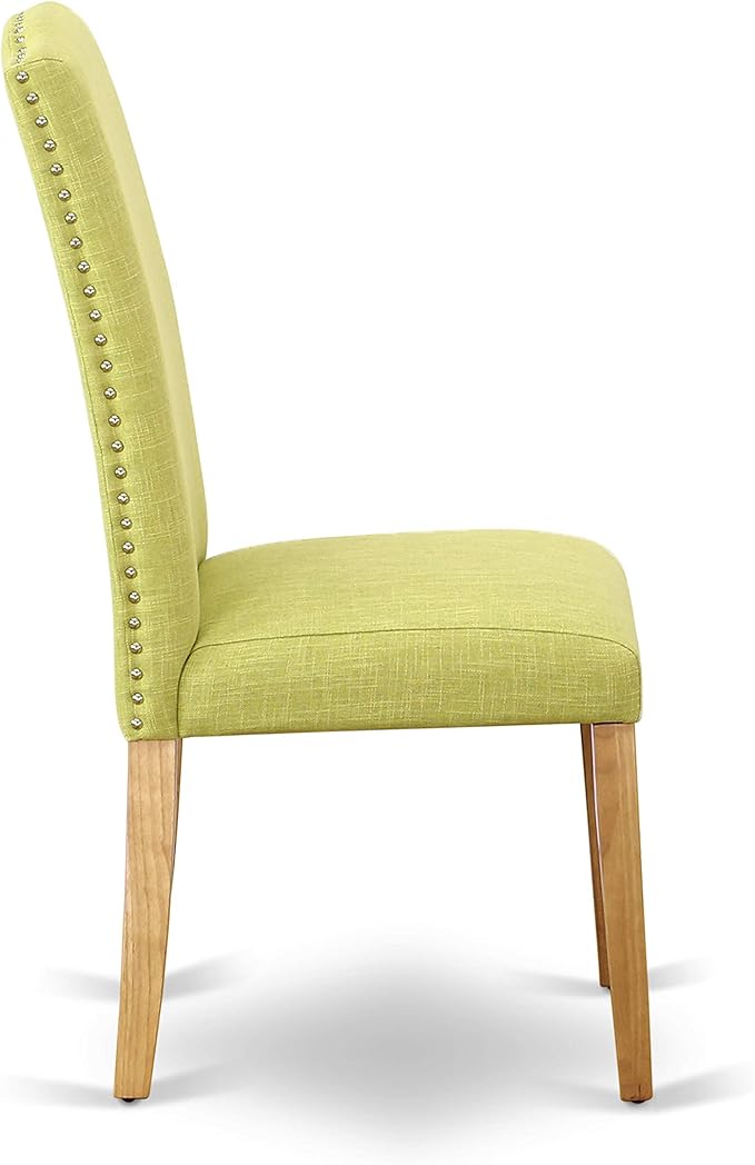 East West Furniture OXEN3-OAK-07 3 Piece Dining Table Set for Small Spaces Contains a Square Dining Room Table and 2 Limelight Linen Fabric Parsons Chairs, 36x36 Inch, Oak