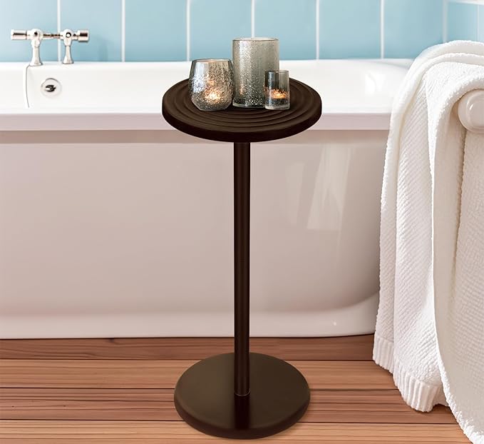 ZYBT Pedestal Side Table,10.24" Natural Wood Round Coffee Table, Drink Table Pedestal, Coffee Tables for Small Spaces, Martini Tables, Round Cocktail Small Side Tables for Living Room(Black)