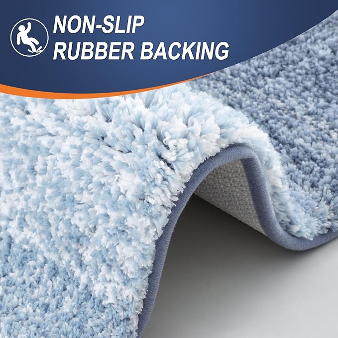 OLANLY Bathroom Rugs Mat 47x32, Extra Soft Absorbent Microfiber Bath Rugs, Rubber Backing, Quick Dry, Machine Washable Bath Mats for Bathroom Floor, Tub and Shower, Home Decor Accessories, Blue