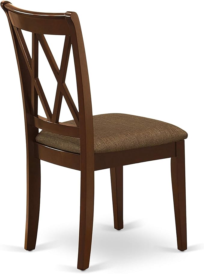 East West Furniture DUCL6-MAH-C 6 Piece Kitchen Table & Chairs Set Contains a Rectangle Dining Room Table and 4 Linen Fabric Dining Chairs with a Bench, 36x60 Inch, Mahogany