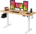 Monomi 55 Inch Large Electric Standing Desk, Height Adjustable Sit Stand Up, Work Home Office Computer PC Desks, Gaming Writing Study Bedroom Rising Table, Natural