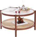 Tiita Rattan Nightstand Side Table, Bamboo Accent Bedside Tables, Glass Coffee Tables, Boho Wooden End Table with Storage for Small Space, Living Room and Bedroom
