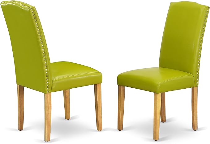 East West Furniture OXEN5-OAK-51 5 Piece Dining Set Includes a Square Dining Room Table and 4 Autumn Green Faux Leather Upholstered Parson Chairs, 36x36 Inch, Oak