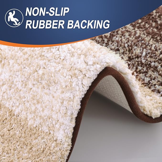 OLANLY Bathroom Runner Rugs 45x27, Extra Soft Absorbent Microfiber Bath Rugs, Rubber Backing, Quick Dry, Machine Washable Bath Mats for Bathroom Floor, Tub and Shower, Home Decor Accessories, Brown