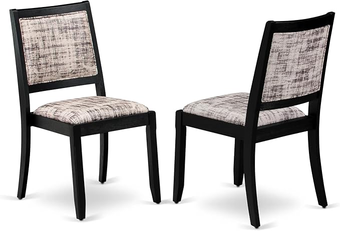 East West Furniture LGX25-BLK-30 -5 Piece Dining Set Includes a Rectangular Kitchen Table with Black Tabletop and 4 Stackable Polyester Fabric Chairs, Black