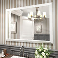 Amorho Bathroom Mirror, 48x35 Inch White Thick Metal Framed Wall Mirrors for Over 2 Sinks, Bedroom, Living Room, Entryway, Large Rectangle Wall-Mounted Mirrors.