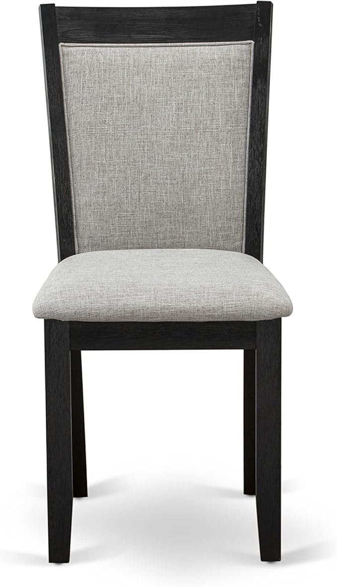 East West Furniture X627MZ606-9 9 Piece Modern Dining Table Set Includes a Rectangle Dining Room Table with X-Legs and 8 Shitake Linen Fabric Upholstered Chairs, 40x72 Inch, Multi-Color