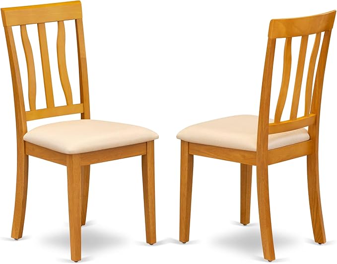 East West Furniture NDAN5-OAK-C 5 Piece Dining Room Table Set Includes a Rectangle Kitchen Table with Dropleaf and 4 Linen Fabric Upholstered Dining Chairs, 30x48 Inch, Oak
