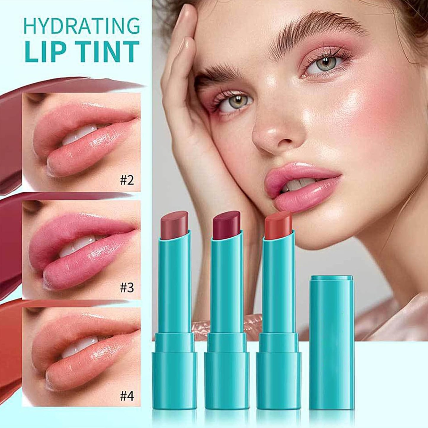 Lip Tint Hydrating, Moisturizing Lip Oil Balm, Long Lasting Waterproof Lip Gloss Non-Stick Cup Lipstick Set, Natural Ingredients Strong Moisturizing Lipstick (Peach Coral)