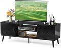 DUMOS TV Stand for 55 60 inch TV, Entertainment Center with Storage Cabinet, Mid Century Modern Media Console Table, Adjustable Hinge, Wooden Television Furniture for Living Room, Office - Black