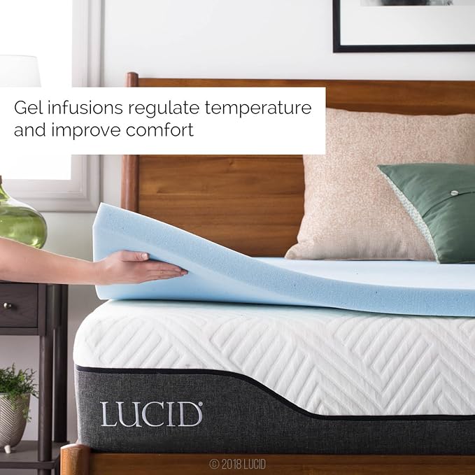 LUCID 2-Inch Ventilated Gel Infused Memory Foam Mattress Topper - Full