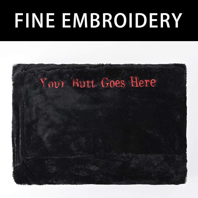 Beanbag Chair Cover for Adults Kids with Funny Words Embroidered Comfy Fluffy Round Beanbag Lazy Sofa Cover for Reading Chair Floor Chair, 3.5FT, Black