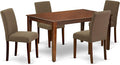 East West Furniture CAAB5-MAH-18 5 Piece Modern Dining Table Set Includes a Rectangle Wooden Table and 4 Coffee Linen Fabric Upholstered Parson Chairs, 36x60 Inch, Mahogany