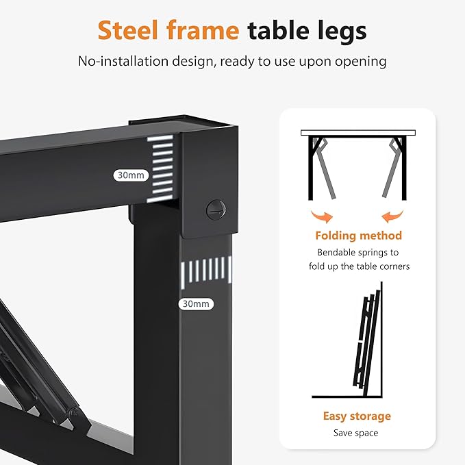 SDHYL 39 inchesNo Assembly Foldable Computer Desk for Home Office Workstation, Study and Writing, Black