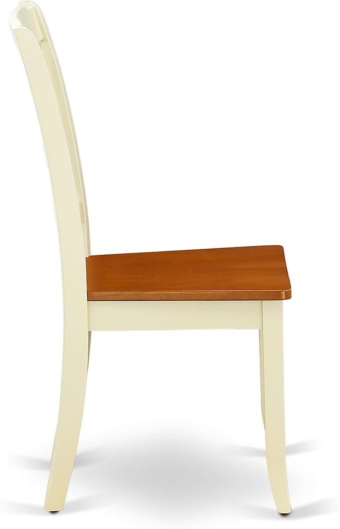 East West Furniture QUDA7-BMK-W 7 Piece Dining Table Set Consist of a Rectangle Wooden Table with Butterfly Leaf and 6 Dining Room Chairs, 40x78 Inch, Buttermilk & Cherry