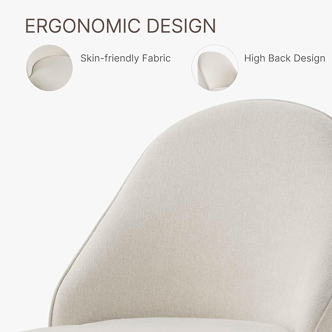 Swivel Dining Chairs Modern Desk Chair Upholstered Linen Fabric Side Chair for Kitchen Dining Room Bedroom,Linen,4 Box