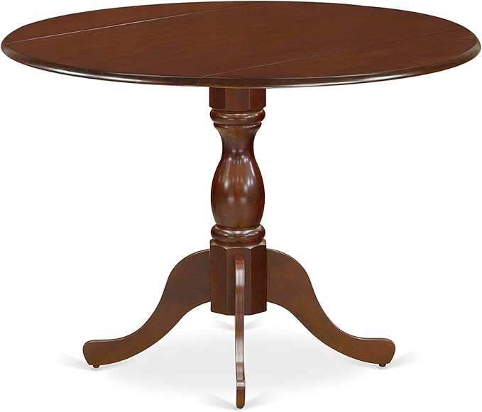 East West Furniture DMIP3-MAH-W 3 Piece Kitchen Table & Chairs Set Contains a Round Dining Room Table with Dropleaf and 2 Dining Chairs, 42x42 Inch, Mahogany