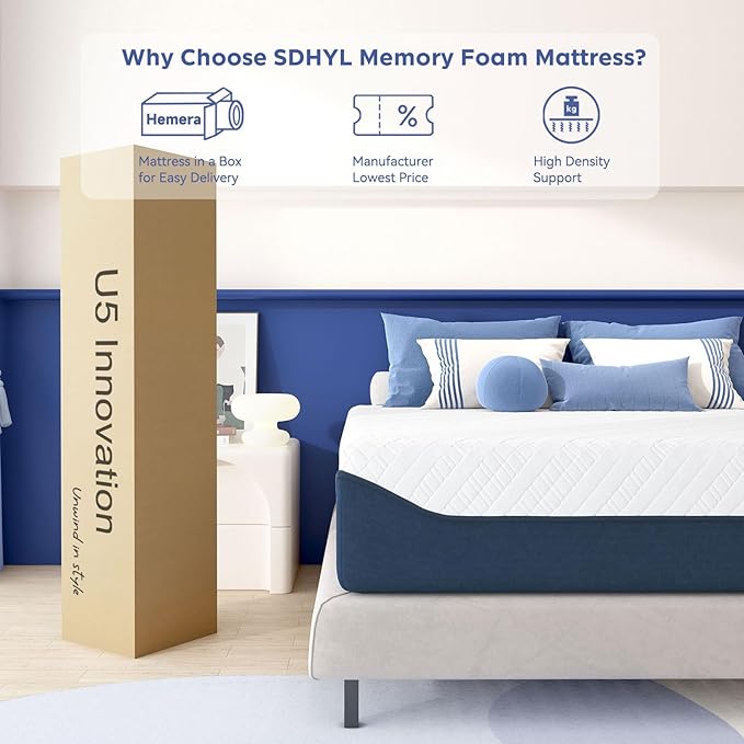 SDHYL Full Mattress, 12 Inch Gel Infused Memory Foam Mattress for Good Sleep, Bed in a Box Mid Firm CertiPUR-US Certified & Fiberglass Free, Washable Cover, 75"*54"
