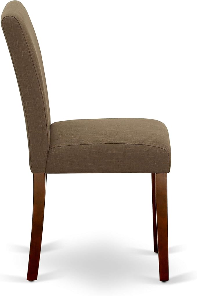 East West Furniture DUAB7-MAH-18 7 Piece Dining Room Table Set Consist of a Rectangle Kitchen Table and 6 Coffee Linen Fabric Parson Dining Chairs, 36x60 Inch, Mahogany