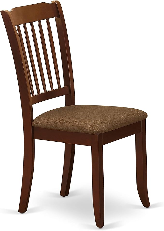 East West Furniture ESDA3-MAH-C 3 Piece Kitchen Table Set for Small Spaces Contains a Round Dining Table with Pedestal and 2 Linen Fabric Dining Room Chairs, 30x30 Inch, Mahogany
