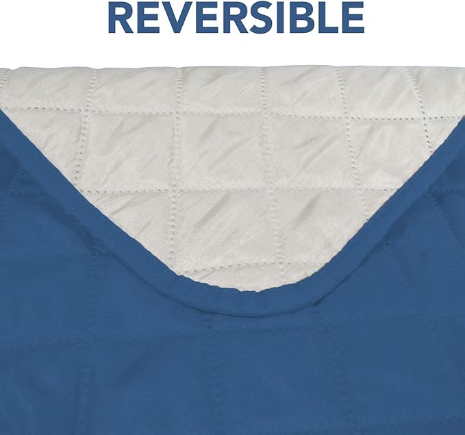 PureFit Reversible Sofa Cover Water Resistant Loveseat Couch Cover, Machine Washable Furniture Cover with Non-Slip Foam and Adjustable Strap for Dogs, Pets (Loveseat, Blue/Ivory)