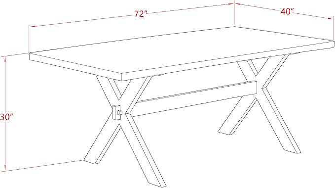 East West Furniture X727VE703-5 5 Piece Dinette Set for 4 Includes a Rectangle Dining Room Table with X-Legs and 4 Brown Linen Fabric Upholstered Parson Chairs, 40x72 Inch, Multi-Color