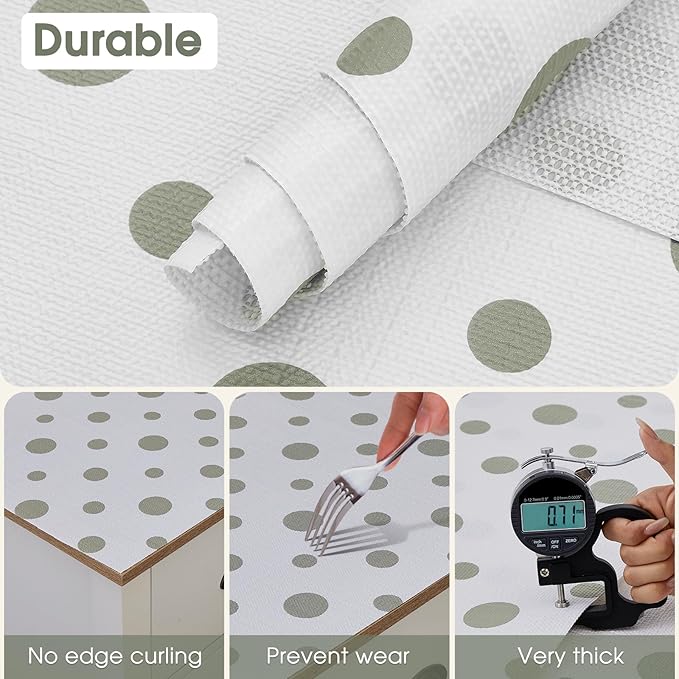 Beautysaid Shelf and Drawer Liner for Kitchen Cabinet, Non Adhesive Non Slip Shelf Paper Waterproof Washable Thickened for Dresser Pantry Shelve Bathroom Protector Liner(Polka Dot,23.6 in x 10 FT)