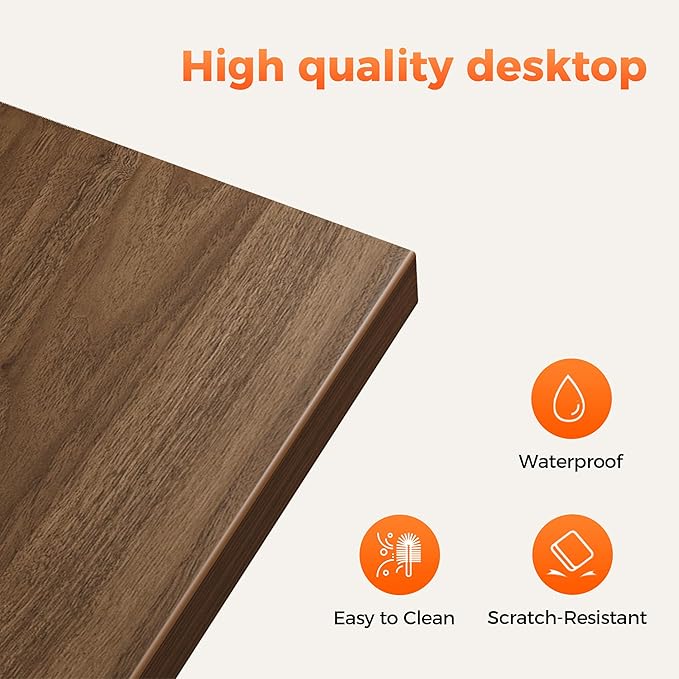 Computer Desk, Gaming Desk for Small Spaces, Modern Simple Style Table for Home Office, Study Student Writing Table (Caster, Walnut, 40 inch)