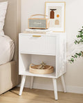 Nightstand, Small Side Table, Bedside Table with Drawer, Modern Night Stand, End Table for Bedroom, Living Room (White Stripe)