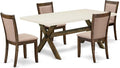East West Furniture X727MZ716-5 5 Piece Modern Dining Table Set Includes a Rectangle Wooden Table with X-Legs and 4 Dark Khaki Linen Fabric Parson Dining Chairs, 40x72 Inch, Multi-Color