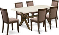 East West Furniture X727MZ748-7 7 Piece Dining Table Set Consist of a Rectangle Dining Room Table with X-Legs and 6 Coffee Linen Fabric Upholstered Chairs, 40x72 Inch, Multi-Color