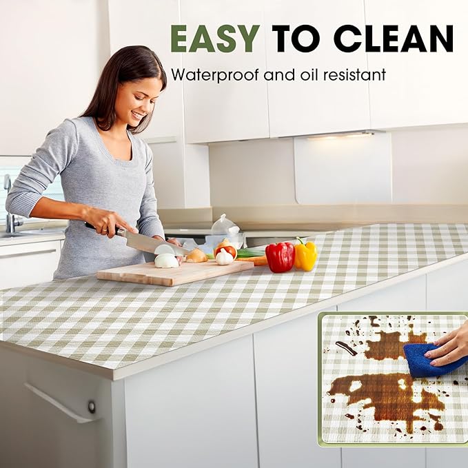 Beautysaid Shelf and Drawer Liner for Kitchen Cabinet, Non Adhesive Non Slip Shelf Paper Waterproof Washable Thickened for Dresser Pantry Shelve Bathroom Protector Liner(Checkered,18 in x 20 FT)