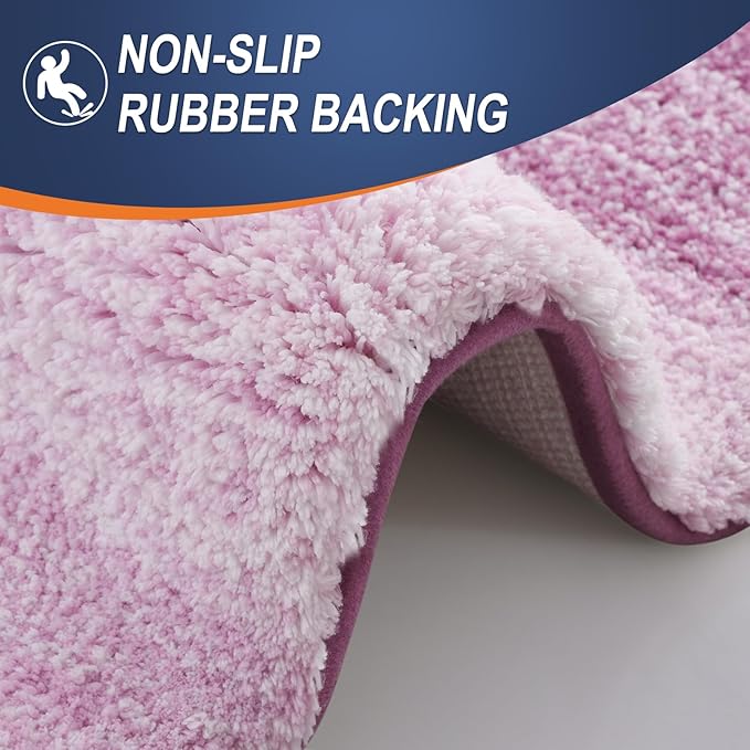 OLANLY Bathroom Runner Rugs 44x24, Extra Soft Absorbent Microfiber Bath Rugs, Rubber Backing, Quick Dry, Washable Bath Mats for Bathroom Floor, Tub and Shower, Home Decor Accessories, Pinkish-Purple