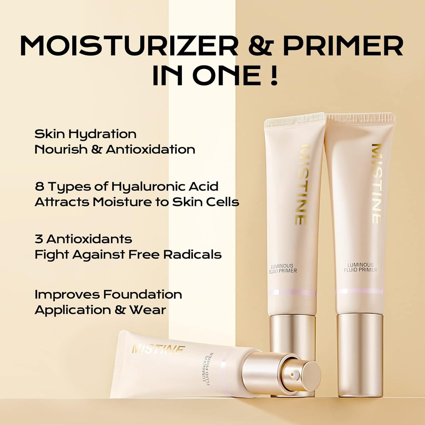 MISTINE Hydrating Makeup Face Primer, 8 Types of Hyaluronic Acid Blur Makeup Primer, Vitamin B5, Skin Perfecting & Smoothing Makeup Primer for Mature Skin,1 Oz