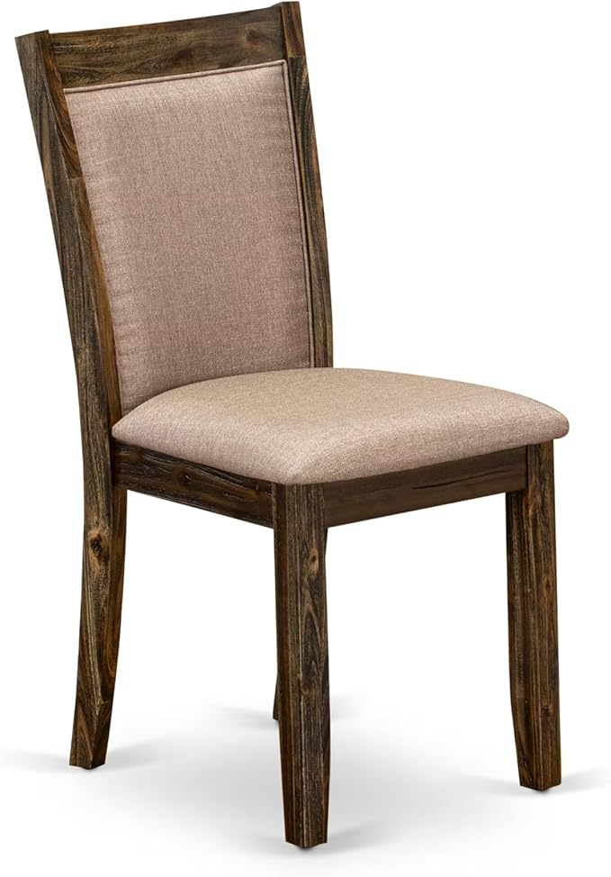 East West Furniture V797MZ716-9 9 Piece Dining Room Table Set Includes a Rectangle Kitchen Table with V-Legs and 8 Dark Khaki Linen Fabric Parson Dining Chairs, 40x72 Inch, Multi-Color