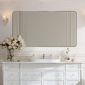 Brushed Nickel Bathroom Mirror, 24x40 Rounded Rectangle Mirror Modern Bathroom Vanity Mirror with Rustproof Alloy Aluminum Frame, Wall Mounted Vertically/Horizontally