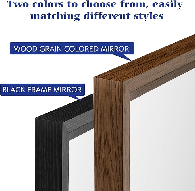 20x30 Inch Bathroom Mirror, Matte Black Framed Rectangle, 4MM Tempered Glass, Anti-Rust, Wall-Mounted Vanity Mirror for Bathroom & Bedroom - Hangs Horizontally or Vertically