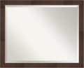 Amanti Art Brown Bathroom Mirror for Over Sink, 25x31 Wildwood Brown Narrow Rectangle Vanity Mirror, Large Rustic Farmhouse Frame, Hangs Horizonally and Vertically, Bathroom Wall Decor, Beveled Edge